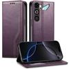 LIAOCY Custodia Business per ZTE Nubia Neo 5 GT, Cover Wallet Flip in PU Pelle [Chiusura Magnetica], Cover Resistente alle Cadute con Supporto, Purple.