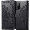 TingYR Cover per Xiaomi Mi 10T PRO 5G, Flip Custodia Carte di Credito da Funzione Stand, Anti-Slip Slot Portafoglio Flip Protettivo Dell'ente Completo Slim Fit Cover.(Nero)