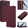 LIAOCY Cover a Libretto per Sony Xperia 10 VII / 10 VIII, Cover Portafoglio in Pelle PU con Protezione RFID, Custodia Anticollisione con Supporto, Wine Red.