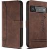 Bravoday Cover per Google Pixel 6 PRO, Flip Custodia in Pelle PU Portafoglio Custodia per Google Pixel 6 PRO, con Slot per Schede, Marrone