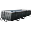 Intex 26356GN - Piscina Fuori Terra XTR Frame Rettangolare, Pompa Filtro 5700 L/h, Scaletta, Telo Base e Copertura, 17203 L, Acciaio e PVC, Grigio, 549x274x132 cm