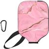 YQxwJL Copertura di pagaia di Pickleball del neoprene della stampa di struttura di marmo rosa, manica protettiva della chiusura lampo con la tasca della maglia e il moschettone