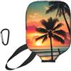 YQxwJL Copertura per pagaia in neoprene con stampa tropicale di palme da spiaggia, custodia protettiva con cerniera con tasca in rete e moschettone
