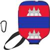 YQxwJL Copertura della pagaia di Pickleball del neoprene della stampa della bandiera della Cambogia, manicotto protettivo della chiusura lampo con la tasca della maglia e il moschettone