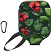 YQxwJL Copertura per pagaia in neoprene con stampa di fiori di ibisco con foglie di vegetazione e custodia protettiva con cerniera con tasca in rete e moschettone