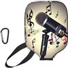 YQxwJL Microfono con stampa note musicali in neoprene Pickleball Paddle Cover, custodia protettiva con cerniera con tasca in rete e moschettone
