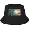 QAZWZML Teal Tree in Moonlight - Cappello da pescatore a doppio strato, ripiegabile | Cappello da pescatore a doppio strato stampato con albero di tè al chiaro di luna, pieghevole per riporlo, unisex.
