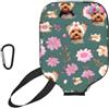 YQxwJL Copertura per pagaia in neoprene con stampa floreale Yorkie con cerniera e tasca in rete e moschettone