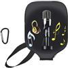 YQxwJL Microfono con note musicali stampa neoprene Pickleball Paddle cover, cerniera protettiva manica con tasca in rete e moschettone