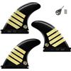 AQUBONA Ultra-Leggero Full Carbon Single/Dual Tab Tri Fins - Surfboard Thruster Fin Set Medium