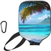 YQxwJL Tahiti Beach stampa neoprene Pickleball Paddle Cover, cerniera custodia protettiva con tasca in rete e moschettone