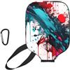 YQxwJL Copertura della pagaia del pickleball del neoprene della stampa astratta degli schizzi della pittura, manicotto protettivo della chiusura lampo con la tasca della rete e il moschettone