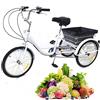WSIKGHU Bicicletta da 20 pollici, triciclo per adulti, a 8 marce, in acciaio al carbonio, può trasportare 110 kg, 3 ruote, per adulti, con cestino, triciciclo per anziani, 155-180 cm, colore bianco