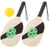 USHOBE Set per Pickleball Leggero in Legno e PE per Uso Outdoor | Palline e Racchette da Pratica, Impugnatura Antiscivolo, Trasporto Facile, per Allenamento All'aperto