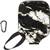 YQxwJL Copertura in neoprene per pickleball con stampa in marmo bianco e nero, manica protettiva con cerniera e tasca a rete e moschettone