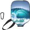 YQxwJL Copertura della pagaia del pickleball del neoprene della stampa dell'onda dell'oceano, manicotto protettivo della chiusura lampo con la tasca della rete e