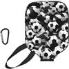 YQxwJL Copertura in neoprene per pickleball in bianco e nero con stampa a forma di pallone da calcio, manica protettiva con cerniera e tasca a rete e moschettone