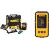 DeWalt, DᴇWalt, DCE089D1G, QW Laser 3 Linee 360° XR Litio 10,8V, 2,0Ah, Giallo/Nero, Raggio Verde & DE0892G-XJ Ricevitore per laser a linee raggio, verde