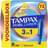 Tampax Compak Pearl, Regolare, 72 tamponi con applicatore, flusso leggero a medio, formato Eco, triplo comfort con applicatore morbido, MotionFit, velo morbido, certificato Oeko-Tex