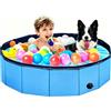 QXNDXQ Piscina per Cani, 80x30cm Vasca Giochi per Cani, Portatile Vasca da Bagno per Animali, Pieghevole Antiscivolo Animali Domestici Piscina Bagno con Valvola di Scarico