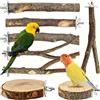 starfa lab Set di 8 posatoi in legno naturale per uccelli, set con rami e piattaforme, fissaggio con dadi in acciaio inox, adatto per pappagalli, canarini e altri uccelli