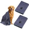 KENPOJO 2 Pezzi Asciugamano Cane 100 x 50 CM, Asciugamano per Cani Microfibra Asciugatura Rapida,Asciugamani per Cani per Gatti, Cani o Altri Animali Domestici, Grigio