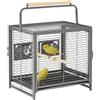 PawHut Gabbia per Pappagalli con Vassoio rimovibile, Ciotole in Acciaio Inox e 2 Posatoi, 48x38x65cm Nero