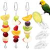 OTKARXUS Set di 6 mangiatoie per pappagalli in acciaio inox e clip per cibo per uccelli in plastica, per bocconcini e bastoncini di frutta, giocattolo per foraggiamento per pappagalli, parrocchetti,
