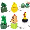 CHENBOOW Duckeys Quacking Fidget Toy,5 Pezzi Fidget Toys Portachiavi con Suono | Portachiavi Rana,Portachiavi Lucertola,Quacking Duck Keychain,Portachiavis Divertenti,per Ansia,Ufficio,Scuola