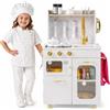 HOMASIS Cucina Giocattolo per Bambini per Bambini 3+ Anni | Set Gioco da Cucina con Telefono, Fornello con Suoni, Lavello, Rubinetto, Microonde e Forno, Cucinetta Giocattolo in Legno