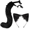 LUYANFX Cerchietto Orecchie di Gatto e Volpe Coda di Pelliccia, Fascia per Capelli con Orecchie di Volpe, Accessori Costume di Cosplay per Halloween Carnevale Mascherata