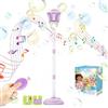 PASLFC Lanterna per bolle di sapone ricaricabile, supporto automatico per bolle di sapone con musica, macchina per bolle in piedi, regolabile in altezza, con luce e telecomando, con liquido per bolle di