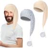 Erogeen Cuffia da notte da uomo, regolabile, con coulisse, 2 pezzi, con pompon, per costumi quotidiani e feste