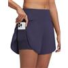 baleaf Costume da bagno da donna, 13 cm, 2 in 1, a vita alta, UPF50+, con tasche, Blu, L