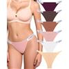 FINETOO - Set di 6 Slip con Modello a Brasiliana, da Donna, in Cotone, per Lo Sport, Taglie S-XL