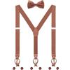 WANYING Set di bretelle e papillon da uomo, 2 WAY TO Wear 6 asole in pelle 3 fermagli Forma a Y 3,5 cm di larghezza bretelle estese per statura 160-200cm