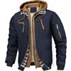 MEDUOLA Felpa con Zip da Uomo Doppia Zip con Cappuccio Giacca Invernale Cargo Maniche Lunghe Tasche Spessa Calda Stile Sportivo Informale