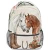 Generic Zaino con stampa di cavallo rosa occidentale acquerello romantico borsa da scuola in stile country per studenti e bambini