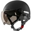 Ameble Casco da leggero da donna con visiera parasole, casco da mezza faccia, scooter protettivo, equipaggiamento di sicurezza, nero