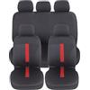 Auto Accessori Lupex Coprisedili per auto Universali, tessuto poliestere, set fodere protezione sedili, copertura adattabile, No Suv (Anteriori e Posteriori, C - Rosso)