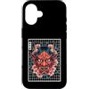 Japanese Aesthetic by Tokyo Waves Custodia per iPhone 16 Hannya Oni Grid Devil Yokai - Maschera da tatuaggio giapponese con diavolo