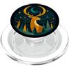 Mystical Woodland Stag Starburst Designs Cervi retrò metà secolo luna crescente foresta PopSockets PopGrip per MagSafe