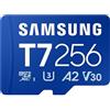 Samsung Scheda di Memoria MicroSD T7 da 256 GB, Scheda di Memoria per Smartphone, Tablet e Console Portatile, Fino a 170 MB/s di Lettura, Full HD e 4K UHD, MB-MB256T/WW