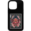 Japanese Aesthetic by Tokyo Waves Custodia per iPhone 13 Pro Hannya Oni Grid Devil Yokai - Maschera da tatuaggio giapponese con diavolo