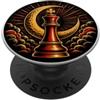 Strategic Board Gamer Retro Designs Flash Art Vintage Luna Mezzaluna Re Scacchi PopSockets PopGrip Adesivo