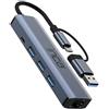İnca INCA IUTP-5T Hub USB/Type-C - Alloggiamento in alluminio, 3 USB 3.0 + tipo C + Ethernet RJ45; 3 porte USB 3.0 ad alta velocità, trasferimento dati fino a 5 Gbps