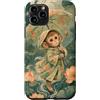 Rainy Primate Collection Custodia per iPhone 11 Pro Piccolo macaco in un impermeabile floreale