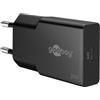 goobay Caricatore rapido USB-C PD GaN Slim (20 W) Nero per viaggiatori - Samsung, adattatore di alimentazione USB-C, cavo di ricarica rapida - Compatibile con smartphone e tablet - 75727