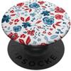 Patriotic Floral Pattern 4th of July Gri Patriotic Floral Pattern 4th of July Memorial PopSockets PopGrip Adesivo