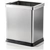 AVLA Cestino per rifiuti da 10 litri, con coperchio aperto, in acciaio inox, per ufficio, piccolo contenitore per la spazzatura da cucina con fodera, bidoni per bagni, ristoranti, servizi igienici